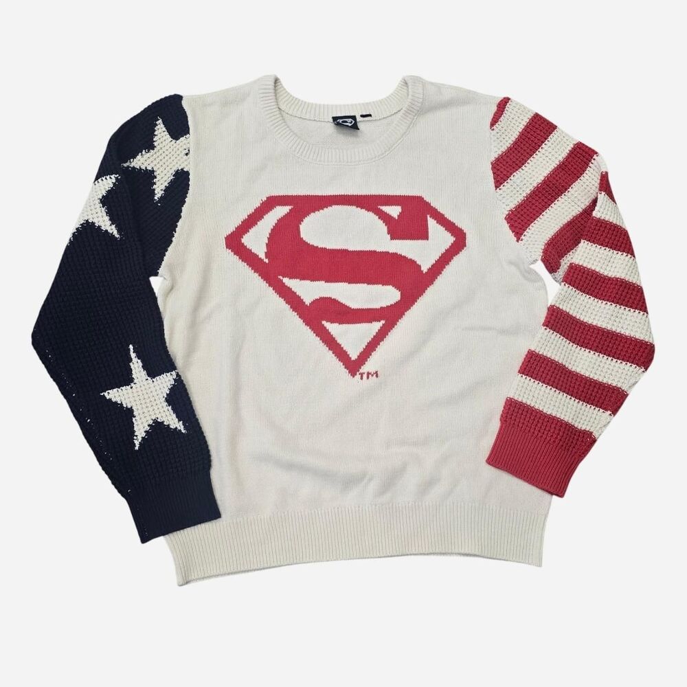 Mad Engine DC Comics Superman starts and stripe knit sweater Men's Medium